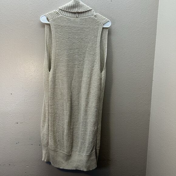 Gap Textured Shawl Sweater Vest Womens XS Beige Coastal Minimalist Fisherman - Picture 7 of 8
